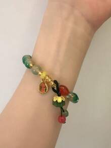 New Chinese Style Colorful Beaded Women's Bracelet, Vintage Natural Stone Handmade Chain Woven Rope Bracelet Jewelry Gift - Multicolor - View 4