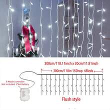 1pc 3/4/5/10m LED Icicle String Lights, 8 Lighting Modes, AA Battery Powered, Christmas Wreath Hanging Fairy Lights, Wedding Home Room Decor, Halloween Christmas Decoration - 8-mode Battery-powered Icicle Lights - View 25