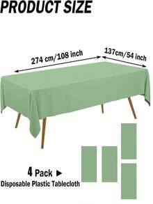 Thickened PEVA Rectangular Disposable Tablecloth, Waterproof & Oil-Proof, Plaid & Solid Color Options, Suitable For Birthday Party, Picnic, Wedding Banquet, Home Dining Table Decoration, 9 Colors Available - Grass Green - View 10
