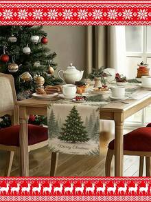 [聖誕熱銷]1件裝 聖誕桌旗 聖誕樹桌布 Merry Christmas 聖誕裝飾用品 聖誕禮物 聖誕裝飾 長方形桌布 適合居家裝飾 客廳佈置 多尺寸可選 - 彩色 - 查看 2