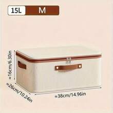 1pc - Gray Cationic Clothing/Bed Sheet Storage Box, A Folding Storage Box With Zipper And Handle, Gray Storage Box, Polyester Linen Material, Square, With Lid, Sturdy And Durable, Versatile, Can Be Used To Store Clothing, Toys And Other Items - Beige - View 15