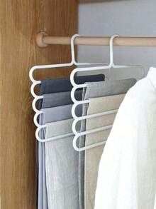 1/4/6pcs Pink Multi-Functional 5-Tier Pants Rack, Plastic 5-Tier Scarf Rack, Closet Hanging Pants Rack, Hanger, Scarf & Tie Hook - Multicolor - View 5