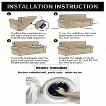 1pc All-Season Minimalist Full Coverage Universal One-Piece Sofa Cover, Anti-Pilling, Removable, Machine Washable, Dust-Proof, Non-Slip, All-In-One Sofa Slipcover - Beige - View 5