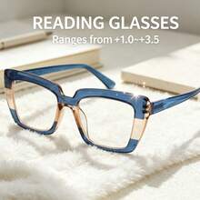 6pcs Fashion Large Frame Reading Glasses Set, Leopard/Contrast/Patchwork/Classic Solid Color Unique Color Reading Glasses, Comfortable Spring Temple, Daily/Work/Party/Holiday Gift, Multi-Scenario Essential Women's Reading Glasses Large Combo Pack - Multicolor 1 - View 3