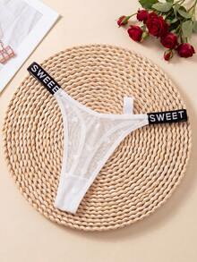 3pcs/Set Sexy Lace Women's Panties, Heart Print, Semi-Transparent Soft Comfortable Thong, Sexy Lingerie Set - Multicolor - View 5
