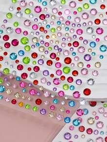 3Pcs Macaron Color Face Gem Stickers Sparkly 3D Colorful Rhinestone Self-Adhesive Face Diamond Stickers Mixed Size Crystal Jewel Sliders For Eye Face Body Makeup Nail Art Festival Party Halloween Christmas Cosplay DIY Craft Decorations - Multicolor - View 6