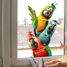 1pc Tropical Color Parrot Glass Paste Three-Dimensional Effect Bathroom Window Creative Beautification Decorative Parts - Multi-color - View 6