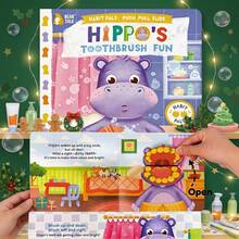 beartale Habit Pals Slide & Flip Book, Hippo Brushing Teeth Interactive Flip Book, Toddler Children Brushing Teeth Habit Training, Educational Toy Book, Birthday Gift, Preschool Learning Gift - Multicolor - View 5