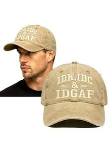 1PC Letter Embroidered Baseball Cap, Adjustable Breathable Dad Hat, Men's Women's Baseball Cap, Washed Distressed Vintage Style Outdoor Sun Protection Baseball Cap - Multicolor - View 2