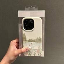1件個性化天鵝波點圖案美學風格黑色液態直邊手機殼，適用於 iPhone 16/16Pro/16Plus - 彩色 - 查看 4