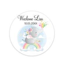 UNICCUT Custom Bear Stickers Welcome Baby Hot Air Balloon Animals Birthday Party Round Sticker Labels Baby Shower Cute Stickers - Multicolor - View 14
