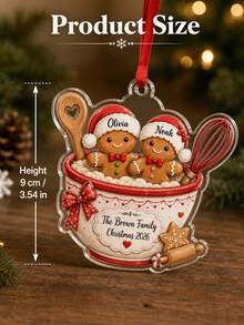 1pc Personalized Gingerbread Family Acrylic Ornament, Custom Names Christmas 2026 Keepsake, Baking Bowl Family Decor,Xmas Tree Decor,Christmas Gifts - Multicolor - View 6