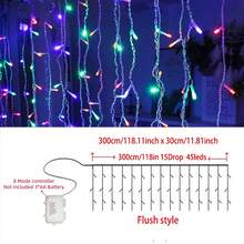 1pc 3/4/5/10m LED Icicle String Lights, 8 Lighting Modes, AA Battery Powered, Christmas Wreath Hanging Fairy Lights, Wedding Home Room Decor, Halloween Christmas Decoration - 8-mode Battery-powered Icicle Lights - View 18