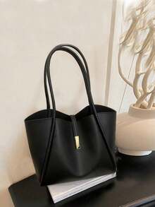 New Luxury Solid Color Versatile Women's Shoulder Handbag, Commute Office - Black - View 2