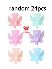 24/12/6 piezas Bolsas de cono de algodón de azúcar con alas de mariposa de hada, conos de papel de caramelo en tonos pastel, adecuados para cumpleaños de niñas, baby shower, regalos de fiesta con tema de hadas, decoración de fiesta de cumpleaños de bebé, mesa de postres, decoración de mesa - Multicolor - Ver 11