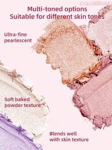 COLORROSE 4.2g Highlighter Moon Veil Seri Dreamy Berlapis Emas, Dengan Cermin, Highlighter Berkilau, Illuminator Makeup, Blush & Highlighter 2-in-1, Tekstur Bedak Panggang Ringan, Halus, Lembut, Kilau Transparan, Warna yang Dapat Dibangun - CR243 Ungu Taro - View 10