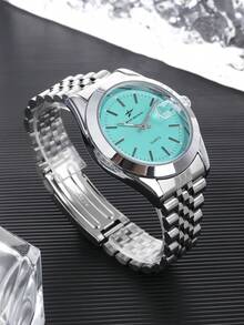 RICECGO Jam tangan kuarsa pria yang stylish dan kasual dengan desain bersih dan ramping, cocok untuk acara bisnis maupun kasual. - Perak - View 3