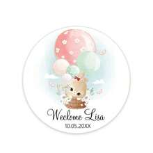UNICCUT Custom Bear Stickers Welcome Baby Hot Air Balloon Animals Birthday Party Round Sticker Labels Baby Shower Cute Stickers - Multicolor - View 11