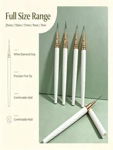 Diamond Texture Nail Liner Brush Fine Detail Drawing Pen For Beginners DIY Nail Art Manicure Tool - White - View 2