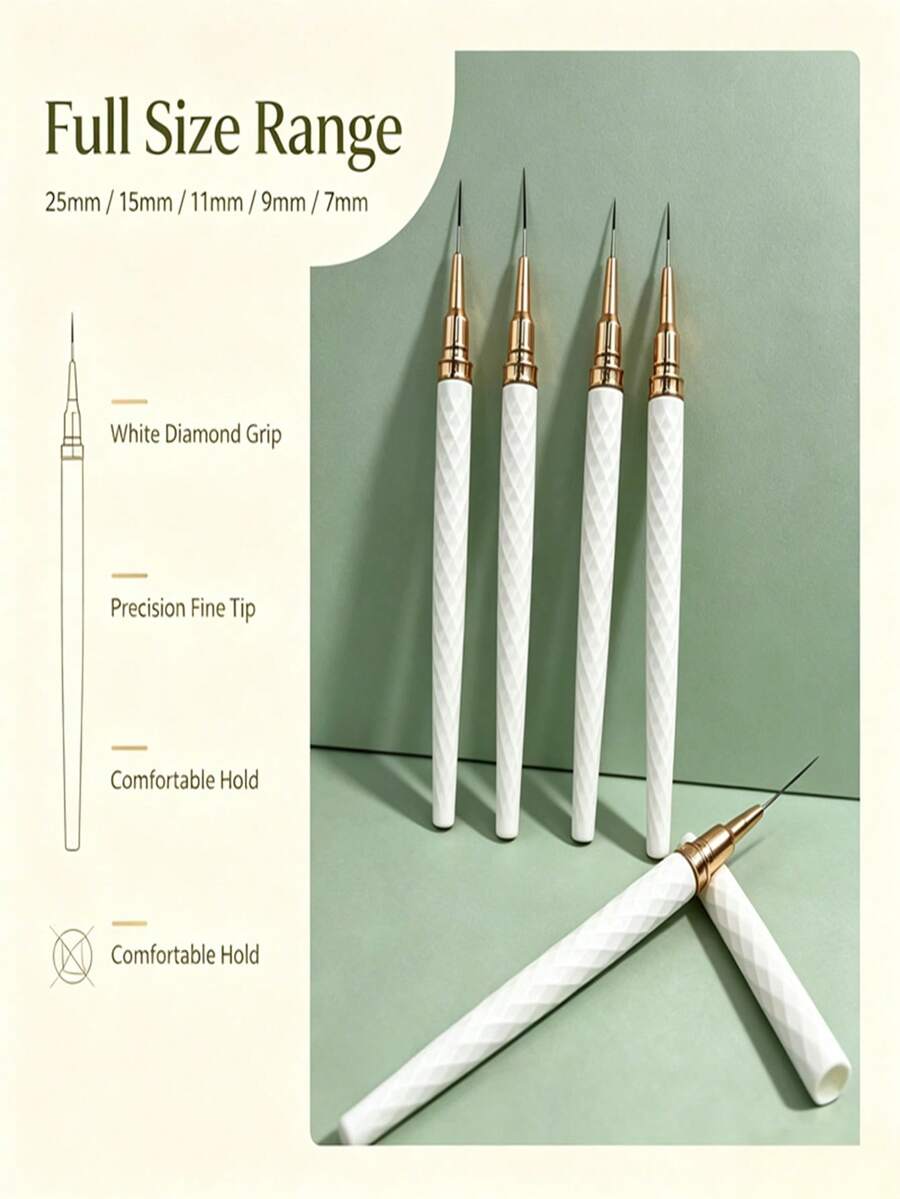 Diamond Texture Nail Liner Brush Fine Detail Drawing Pen For Beginners DIY Nail Art Manicure Tool