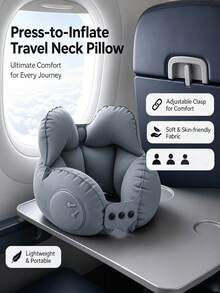 U-Shaped Inflatable Neck Pillow With Automatic Neck Support, Portable, Multi-Angle Adjustable, Quick-Release Buckle, Suitable For Travel, Home, Office And Car Use, Great Gift Recommendation For Holidays And Outdoor Activities - Multicolor - View 3