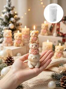3pcs Bear Shaped Silicone Mold DIY Bear Animal Aromatherapy Candle Plaster Decor Mold - Bear Mold - View 1