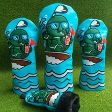 Golf Club Headcover Set, Embroidered Turtle Surfing Pattern, Protective Golf Club Headcovers For Driver, Fairway Wood, Hybrid, Unisex - Turtle - View 2