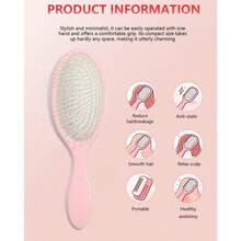 1pc Boar Bristle Hair Brush, Smooth & Shiny, Suitable For Oily Hair And Slick Back Hairstyles, Can Curl And Straighten, Natural Bristle, Unisex, Suitable For All Hair Types - Multicolor - View 6