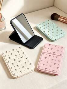 New Polka Dot Print Portable Square Makeup Mirror, Double-Sided Square Makeup Mirror, Women's Foldable Makeup Mirror, Compact Minimalist Makeup Mirror, Mini Makeup Mirror Suitable For Wallet And Travel - Multicolor - View 1