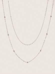 Valisandre 1 Set Of 2pcs Elegant Metal Chain Multi-Layer Pearl Waist Chain - Silver - View 2