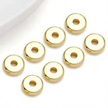 20pcs Real Copper Plated Brass Flat Spacer Beads, Large Hole Loose Beads, Jewelry Making Accessories For Bracelets And Necklaces - Spacer Beads - View 5