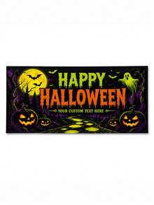 Personalized Text Halloween Fence Banner, Custom Family Name Yard Sign, Haunted House Witch Bats And Jack O Lantern Theme, Spooky Porch Decoration, Trick Or Treat Party Backdrop, Fall Holiday Outdoor Display For Families And Homeowners. - Multicolor - View 16