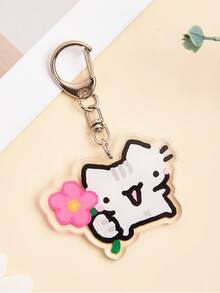 Cute Acrylic Cat Keychain,Cartoon Kitten Keychain,2D Acrylic Cat Pendant,Animal Charm,Bag Charm,Backpack Accessory,Car Keychain Gift. - Multicolor - View 13