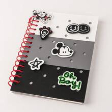 MINISO Disney Stitch & Angel Mickey DIY Notebook,Removable Charms And Stickers, A5 Lined Journal, Cute Cartoon Themed Diary, Portable Travel - A5 - View 12