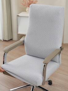 1pc Jacquard Office Chair Cover Elastic Computer Desk Office Chair Covers Universal Desk Rotating Chair Slipcovers Suitable For Study Gaming Chair Removable Washable Soft Fit Anti-Dust Protector Cover With Zipper - Light Grey - View 10