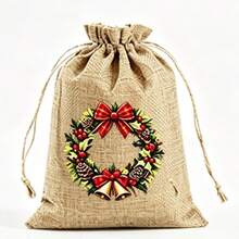 Christmas Decor, Gnome Linen Drawstring Gift Bags, Xmas Candy Treat Goody Pouches, Tree Ornaments, Holiday Party Favor Storage Sacks - Multi-color - View 7