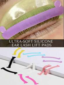 6pcs Eyelash Curling Ribbons, Silicone Eyelash Curling Pads With Color, Eyelash Curling Auxiliary Tools Silicone Boat-Shaped Pads, Reusable Eyelash Curling Pads, Soft Silicone Curling Ribbons Eyelash Curling Compensator, Eyelash Stickers Beauty Tools For Eyelash Curling - Multicolor - View 2
