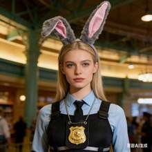 Crazy Rabbit Grey Rabbit Ears, Fashion Police Badge Accessory Set, Suitable For Adult Cosplay, Holiday Events, Costumes And Props,Halloween - Multicolor - View 4