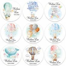 UNICCUT Custom Bear Stickers Welcome Baby Hot Air Balloon Animals Birthday Party Round Sticker Labels Baby Shower Cute Stickers - Multicolor - View 4