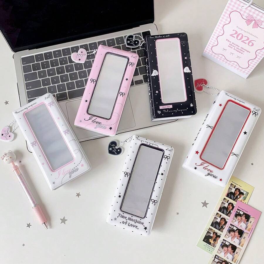 Angel Bow 4-Slot Life 4-Slot Card Album, Korean Style Idol 4-Slot Photo Storage Book, Celebrity Photo Card Collection Album