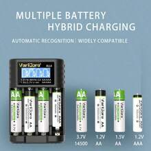 1pc PD 20W LCD Universal Fast Battery Charger, With Professional Discharge & Capacity‑Testing Function, Real‑Time Capacity Display. Compatible With 3.7V 18650 Li‑Ion Batteries & 1.2V Ni‑MH/Ni‑CD AA/AAA Rechargeable Batteries - Black - View 8