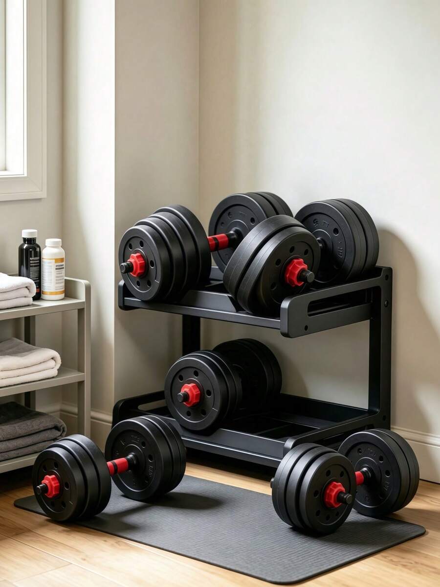 Home‑Use Adjustable Dumbbell Set, Cement Weight Plates With Non‑Slip Handle, Modular Free‑Weight Equipment For Indoor Strength Exercise, Bodybuilding And Fitness Training, Wrist Guards As Free Gift - A - View 1