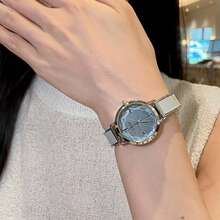 CILOA 1pc Multi-Faceted Crystal Mirror Women's Wristwatch, Minimalist Dial Gentle Commute Niche Quartz Watch, Suitable For Various Occasions. - Grey - View 2
