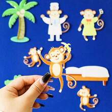 hoojojo 10 Pcs Five Little Monkeys Felt Story Set, Interactive Classroom Game Props, Montessori Learning Activity, Teacher Teaching Supplies, Back-To-School Essential - Multicolor - View 11