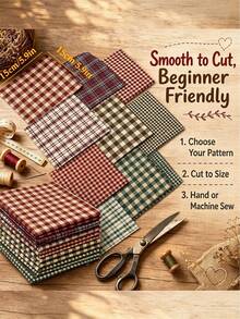 10/20pcs Striped Plaid Fabric Set, Pre-Cut Fabric, Vibrant Classic Plaid Combination, High-Quality Colored Yarn-Dyed Plaid Fabric, Suitable For DIY Sewing, DIY Crafts, Home Decor, Patchwork And Embroidery Crafts. Multi-Functional Fabric - Multicolor - View 9