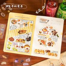 20張 Bite Of Light 貼紙書－正方形 PET 手帳用品，食物主題拼貼裝飾，創意文具素材 - 彩色 - 查看 5