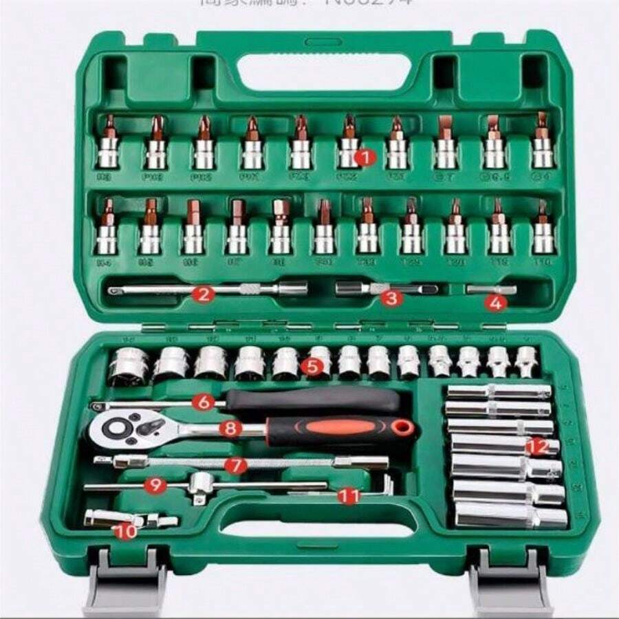 115pcs Socket Wrench Set, Automotive Repair Tool Set, Ratchet Wrench, Multi-Function Home Repair Tool Kit, Screwdriver Bit Set, Car Repair Tool Box, Multi-Function Automotive Repair Tool Set, Ratchet Socket Wrench Combination, Car Repair Home Hardware Tool Box, Industrial Grade - Multi-color Repair Tool Set - View 1