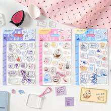 1 Set Loose-Leaf Silicone Stamps, Cute Pet Doodle Dot Series Illustration Line Pattern, Compatible With A6Per/A7/M5 Notebooks, With Acrylic Handle/Colored Bead Chain, Soft Transparent Silicone Material, Excellent Waterproof Performance Decorative Pendant, Student Stationery Material Collage DIY Decoration, Back To School Essential - 1 Set - View 7