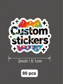 20-80pcs Size 5.1cm-8.9cm Custom Cracked Window Holographic Waterproof Die Cut Stickers For Business Logo, Custom Die-Cut Logo Labels, Custom Stickers Personalized Waterproof Individually Kiss Cut Out Labels - Multicolor - View 9