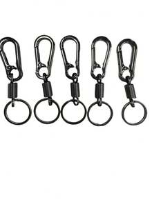 40pcs/10pcs/5pcs Black Rotating Spring Hook Key Rings, Metal Lobster Clasp Keychain Rings, Suitable For DIY Handmade Crafts, Can Be Used As Lanyard Clips, For Bags And Keys, Durable Keychain Accessories, Gift For Handmade Enthusiasts - Multicolor - View 2